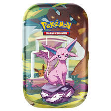 Pokémon Scarlet and Violet Espeon Prismatic Evolutions Mini Tin