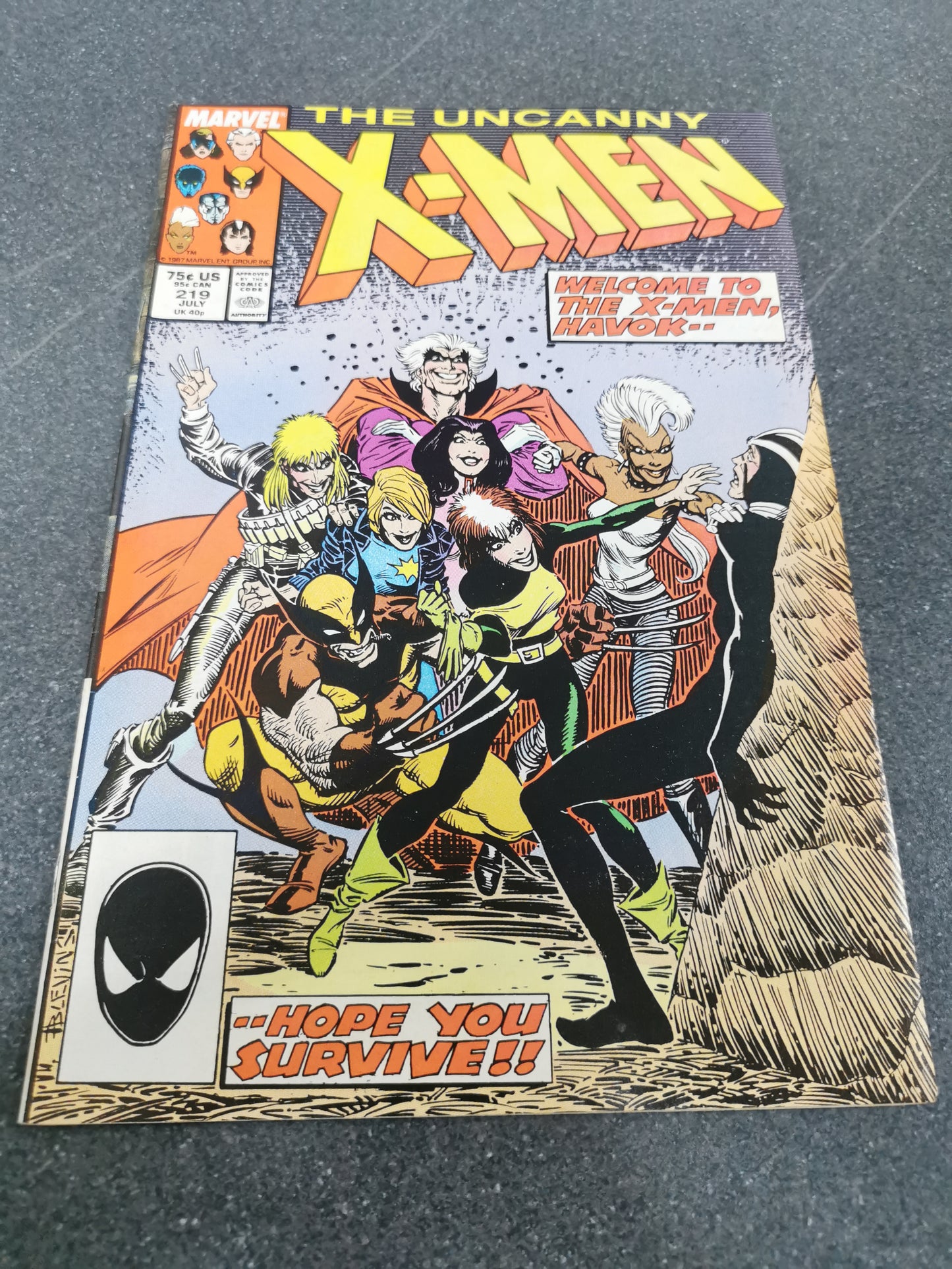 Uncanny Xmen #219 1987 Marvel comic
